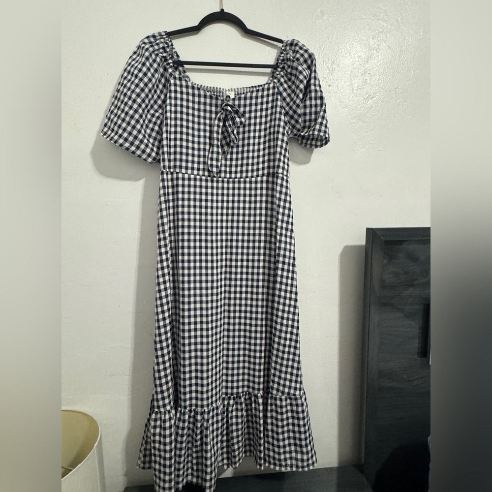 Gingham Checkered Dress midi dress size L